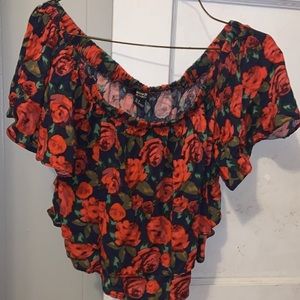 Floral off shoulder shirt